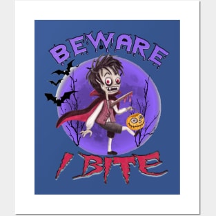 Beware I Bite Halloween Dracula Vampire Posters and Art